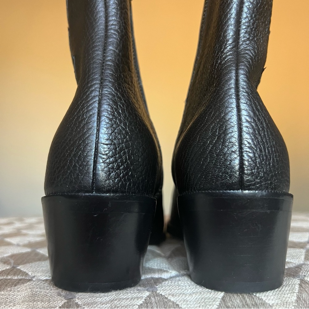 MODERN VICE Golden Bolt Black & Metallic Gold Leather Ankle Boots Size EU 35/US5 - Picture 13 of 16